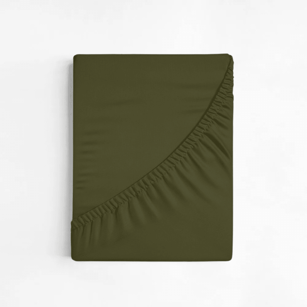 Dreamers Den Premium Jersey Elastane Topper Fitted Sheet Organic Cotton Olive Green