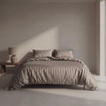 Dreamers Den Duvet Cover 100% Cotton Sateen Stripe Taupe