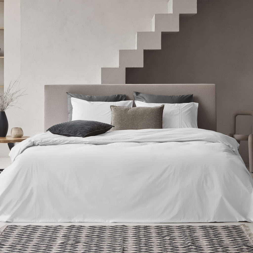 Duvet Cover 100% Egyptian Crispy Percale Cotton Plain White