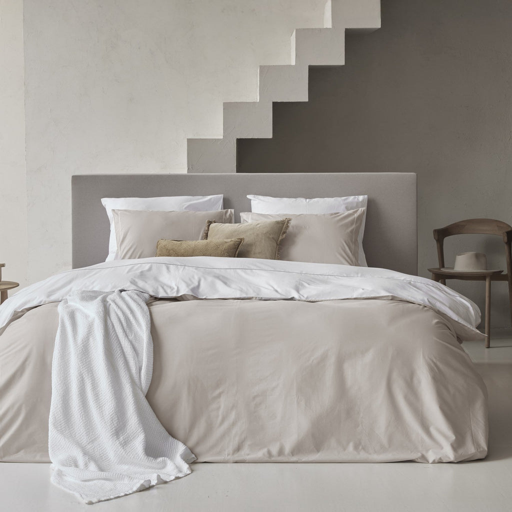 Duvet Cover 100% Egyptian Cotton Reversible Sand / White