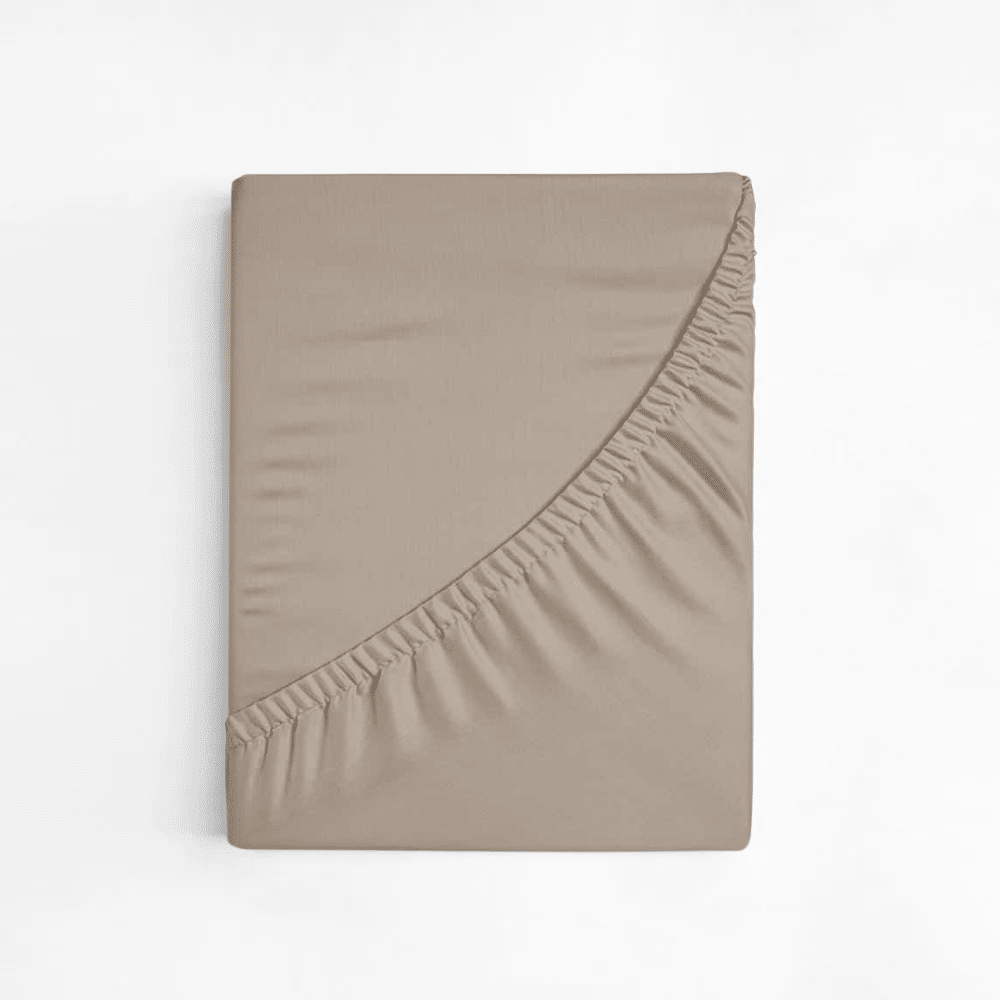 Dreamers Den Premium Jersey Elastane Topper Fitted Sheet Organic Cotton Taupe