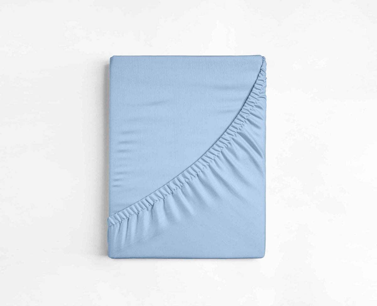 Dreamers Den Fitted Sheet Cotton Sateen Light Blue