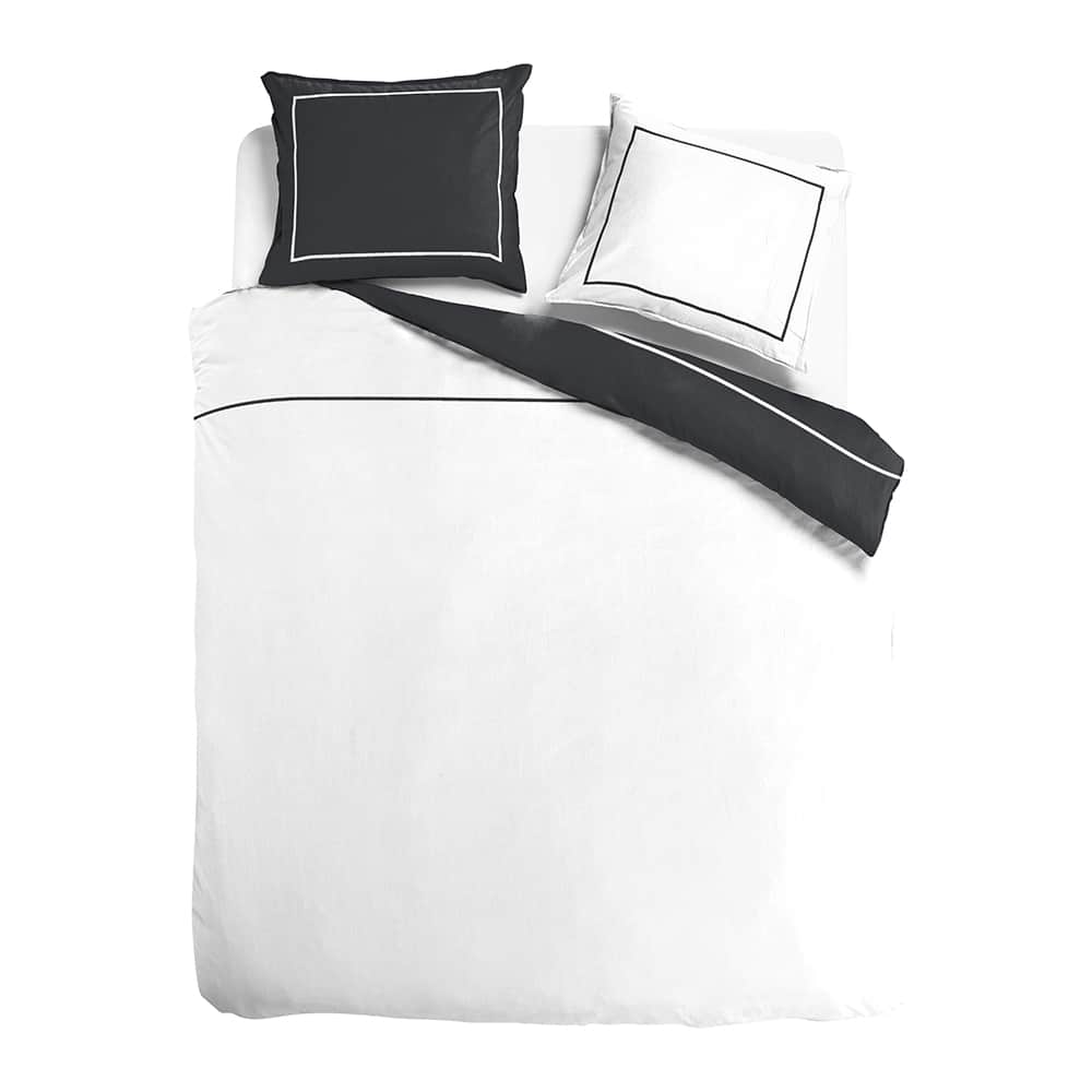 Duvet Cover 100% Egyptian Cotton Reversible Black / White
