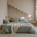 Dreamers Den Duvet Cover Half Linen Sage Green