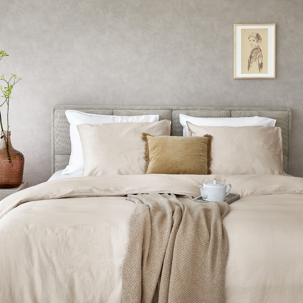 Duvet Cover 100% Washed Cotton Sateen Natural 300TC