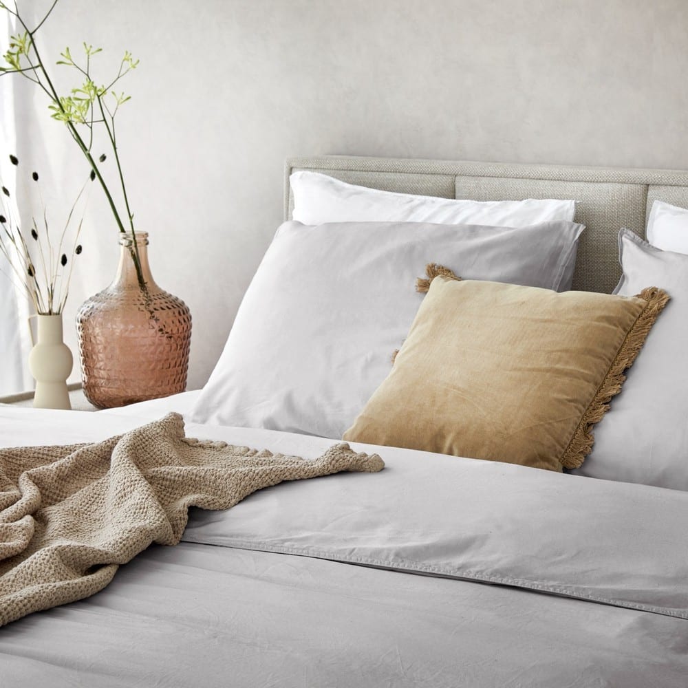 Duvet Cover 100% Washed Cotton Sateen Ice Grey 300TC