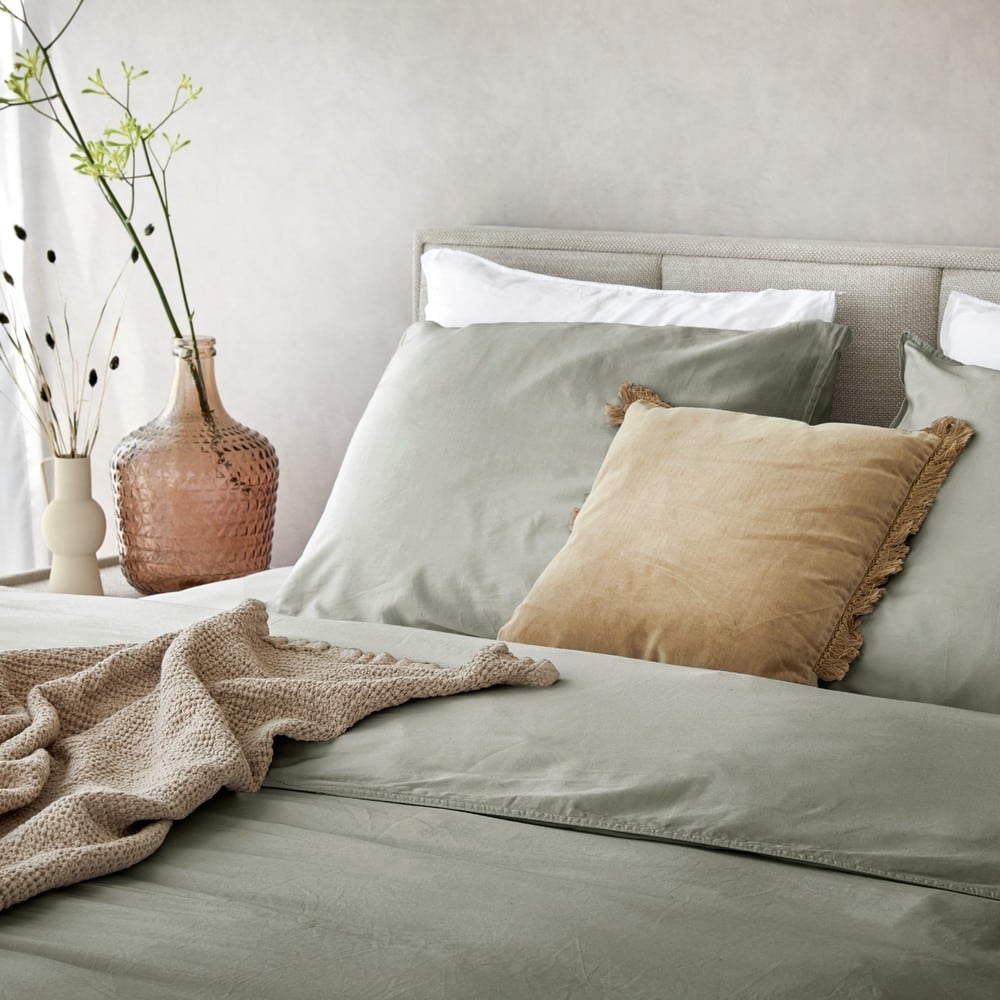 Duvet Cover 100% Washed Cotton Sateen Sea Green 300TC