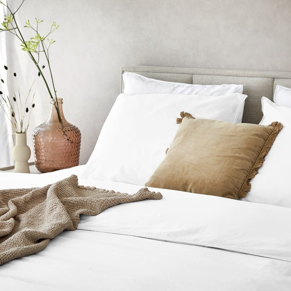 Duvet Cover 100% Washed Cotton Sateen White 300TC