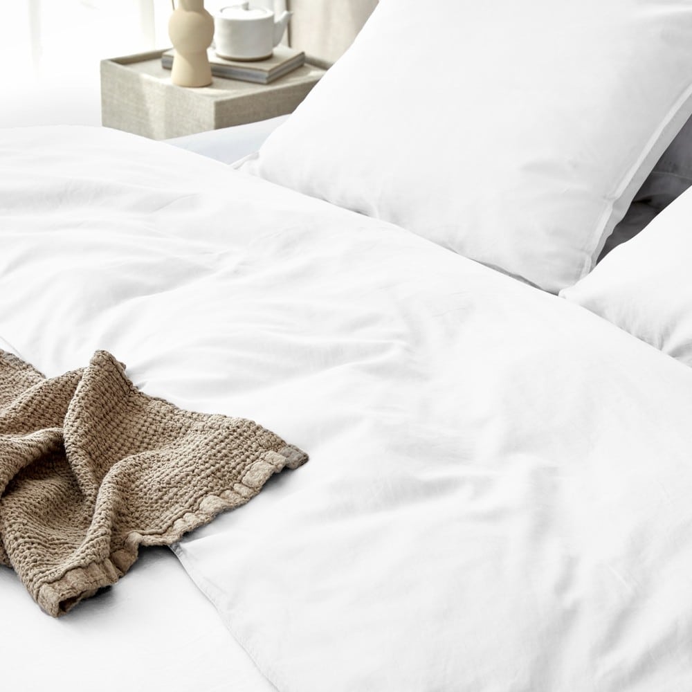 Duvet Cover 100% Washed Cotton Sateen White 300TC