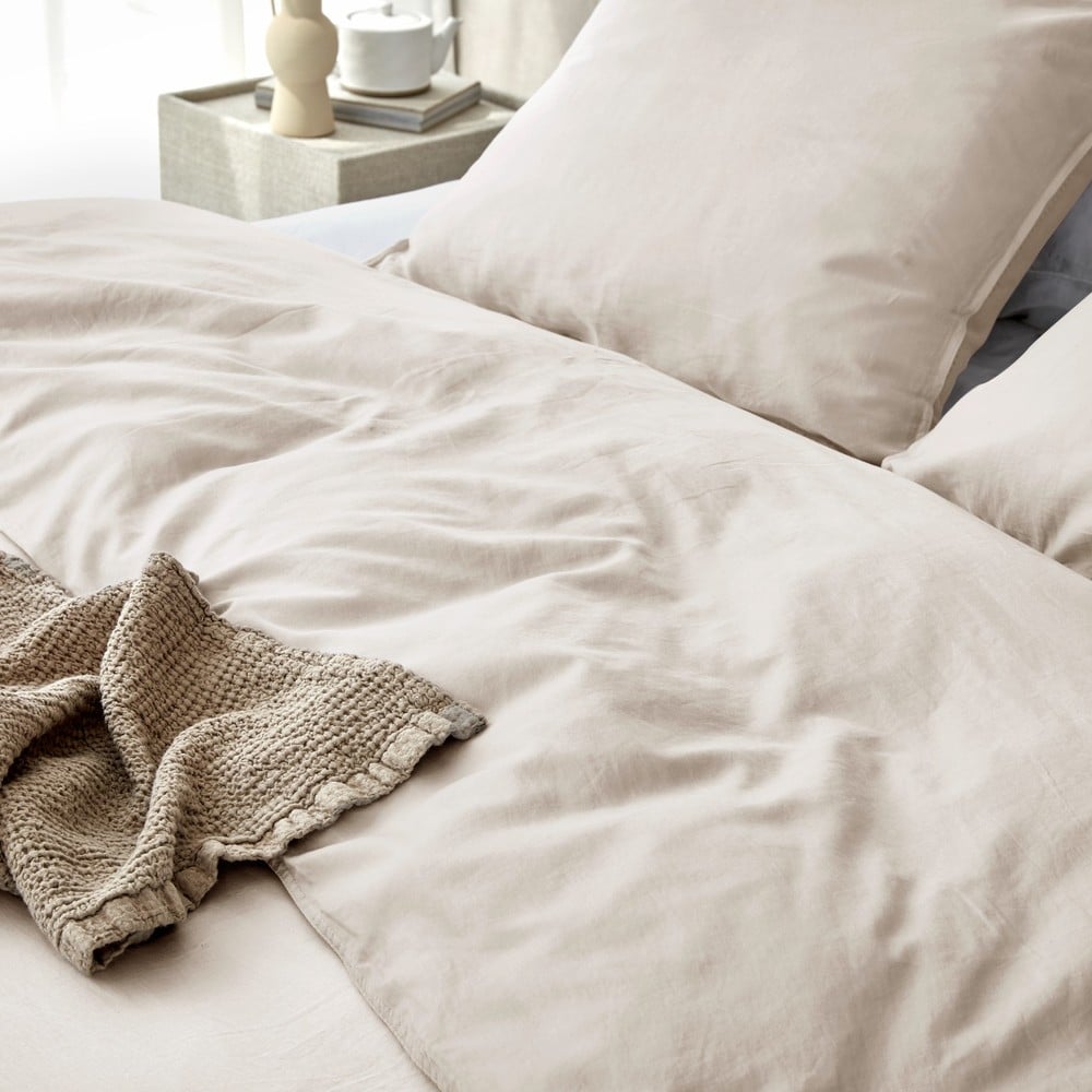 Duvet Cover 100% Washed Cotton Sateen Natural 300TC
