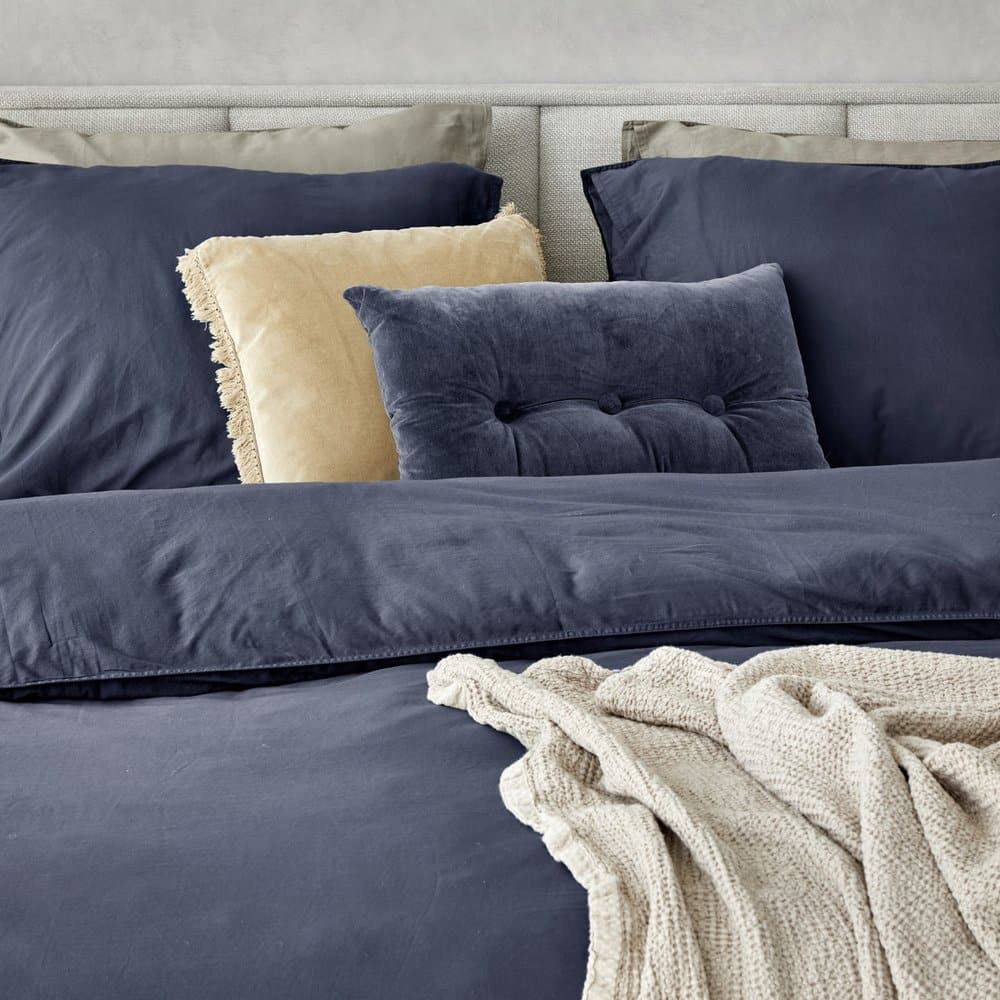 Duvet Cover 100% Washed Cotton Sateen Royal Blue 300TC