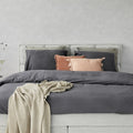Duvet Cover 100% Washed Cotton Sateen Dark Grey 300TC