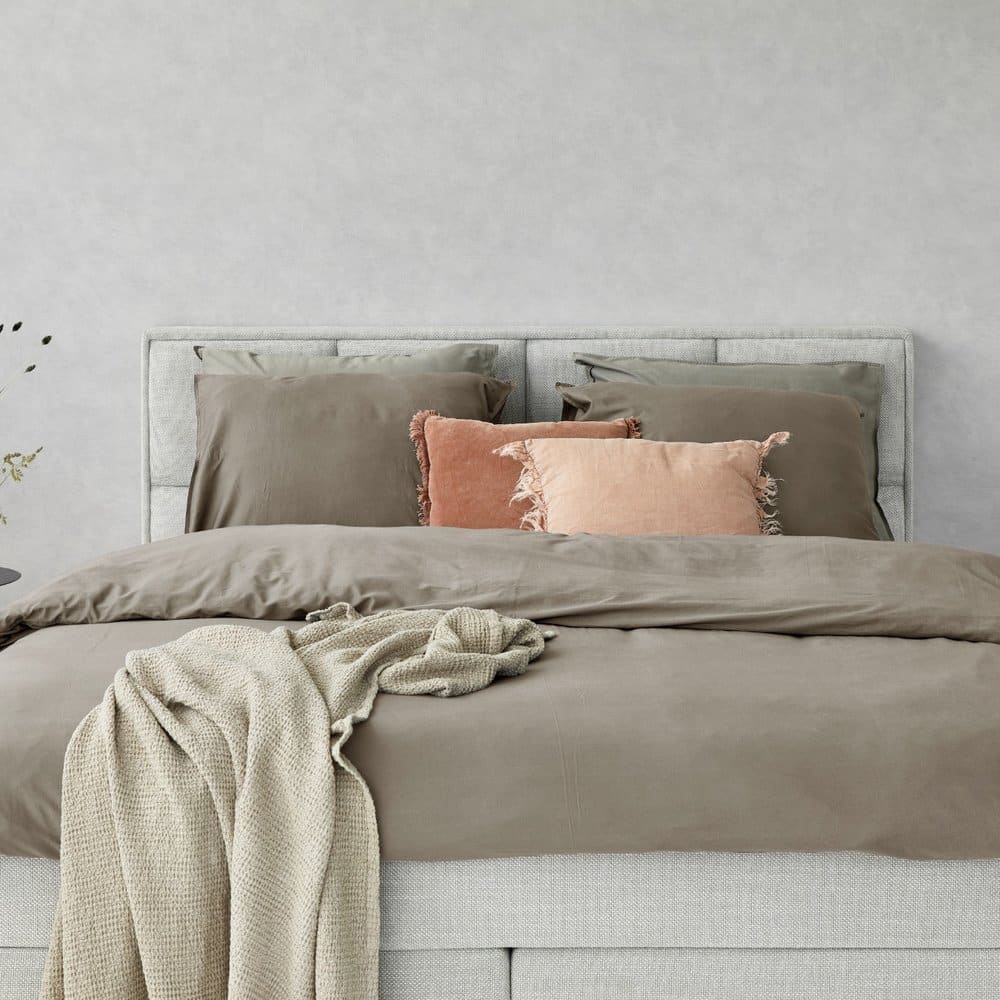 Duvet Cover 100% Washed Cotton Sateen Taupe 300TC