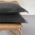 Dreamers Den Pillowcase Set Egyptian Crispy Percale Cotton Dark Grey 2x 60 x 70cm