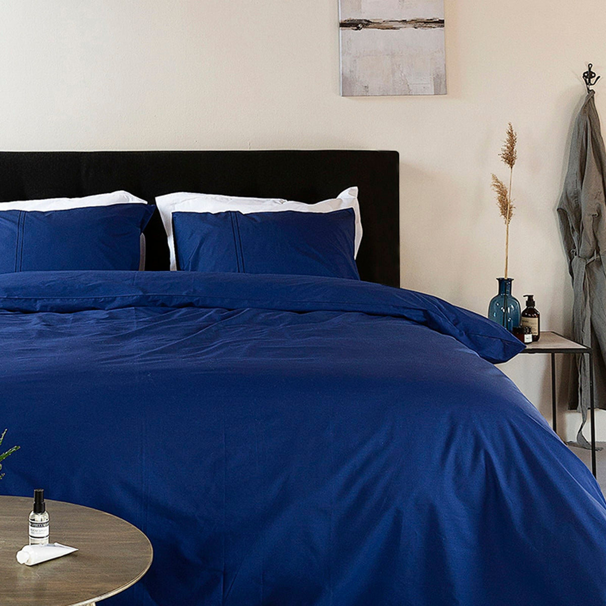 Duvet Cover 100% Egyptian Cotton Plain Navy Blue