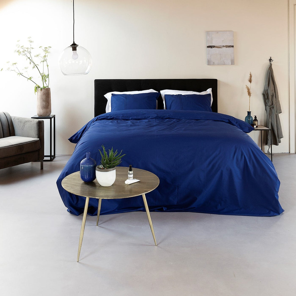 Duvet Cover 100% Egyptian Cotton Plain Navy Blue