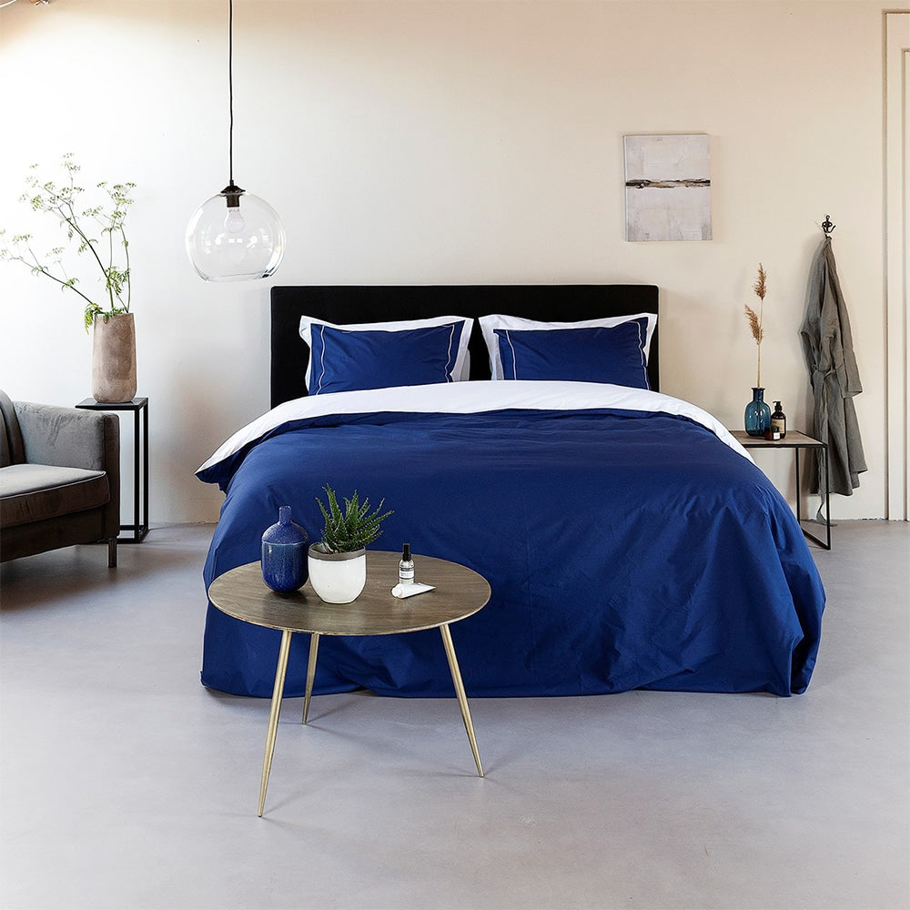 Duvet Cover 100% Egyptian Cotton Reversible Navy / White