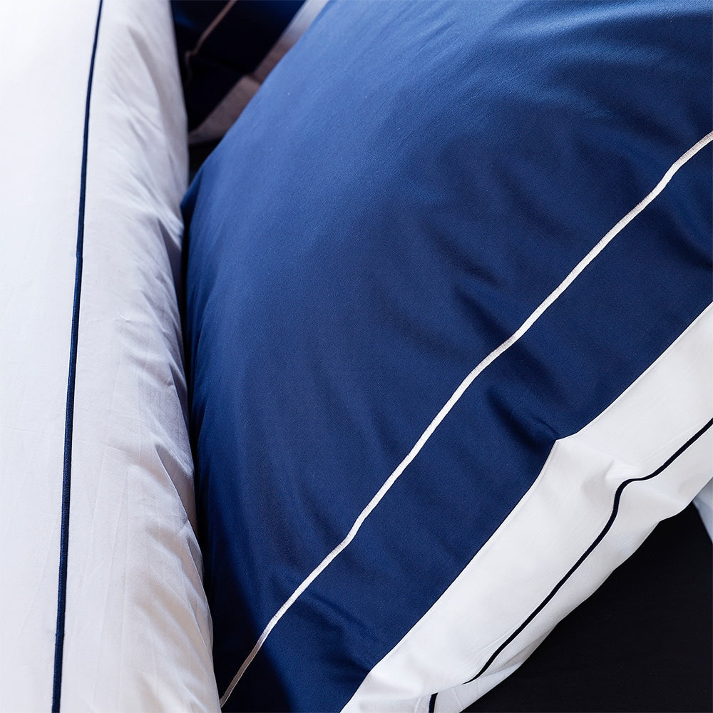 Duvet Cover 100% Egyptian Cotton Reversible Navy / White