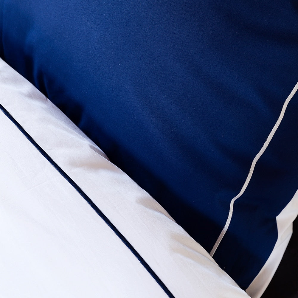 Duvet Cover 100% Egyptian Cotton Reversible Navy / White