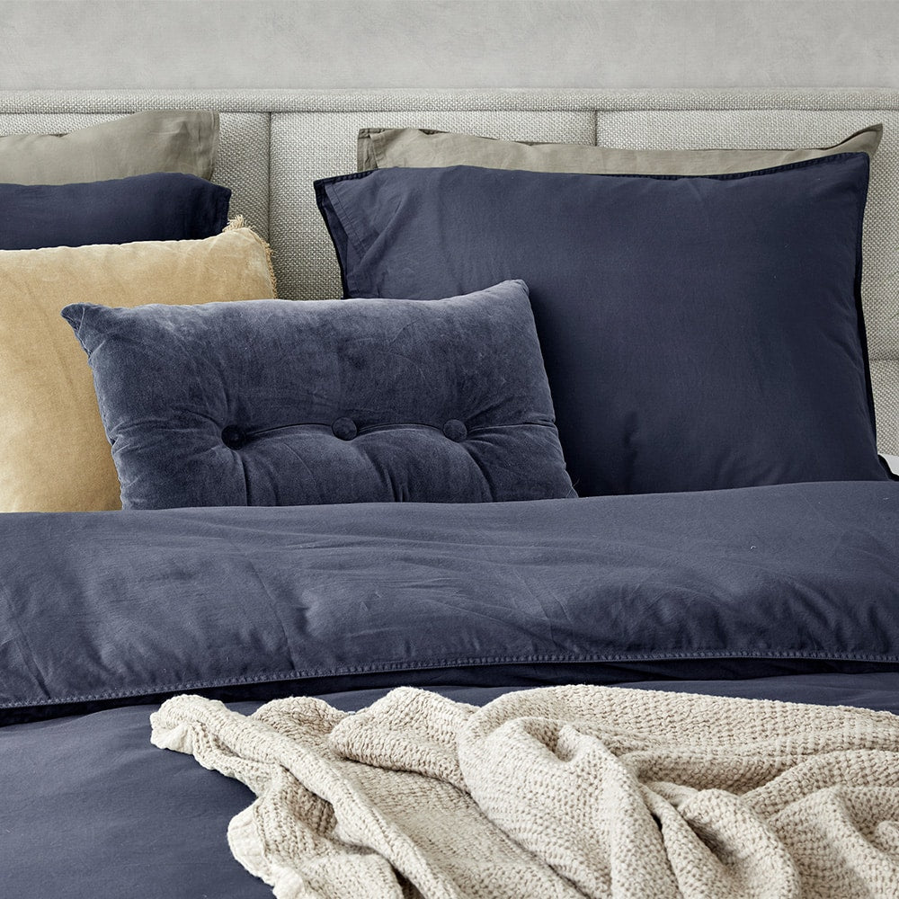 Dreamers Den Pillowcase Set 100% Washed Cotton Sateen Royal Blue 2x 60x70cm