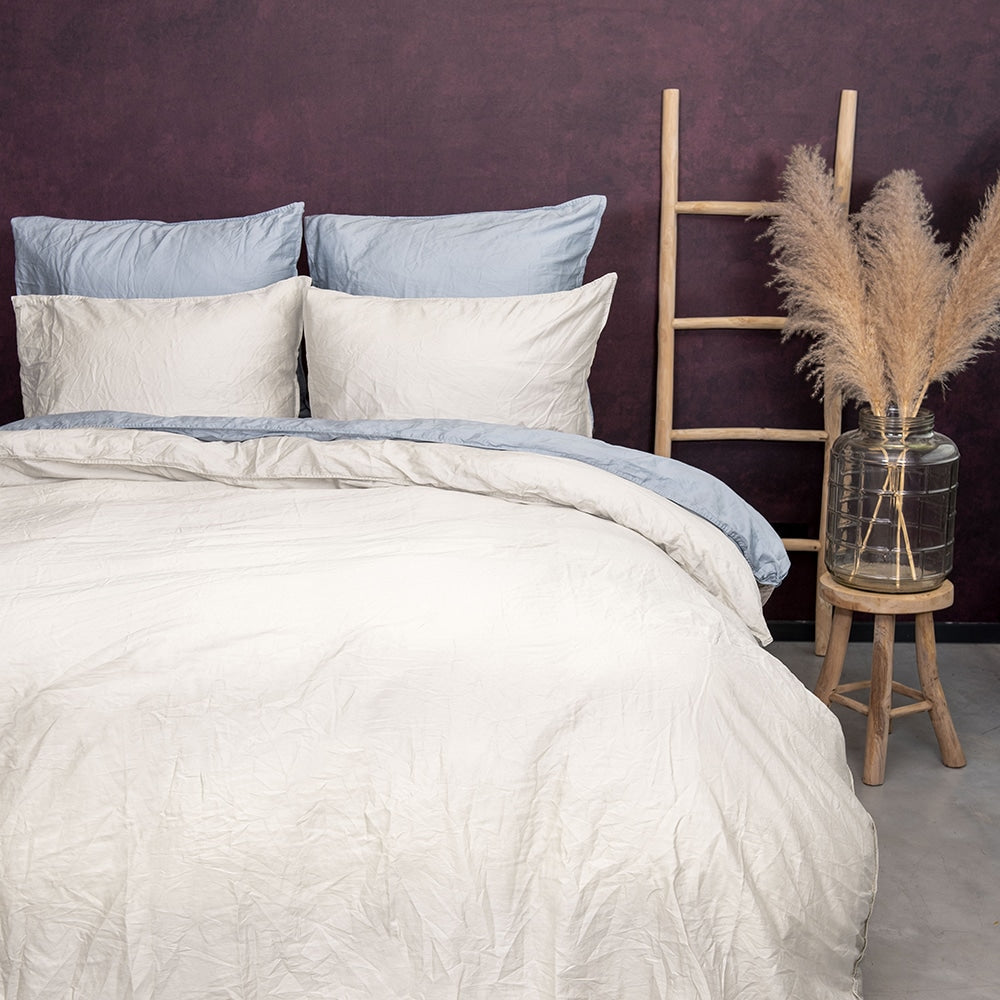 Duvet Cover 100% Washed Cotton Sateen Ivory 300TC