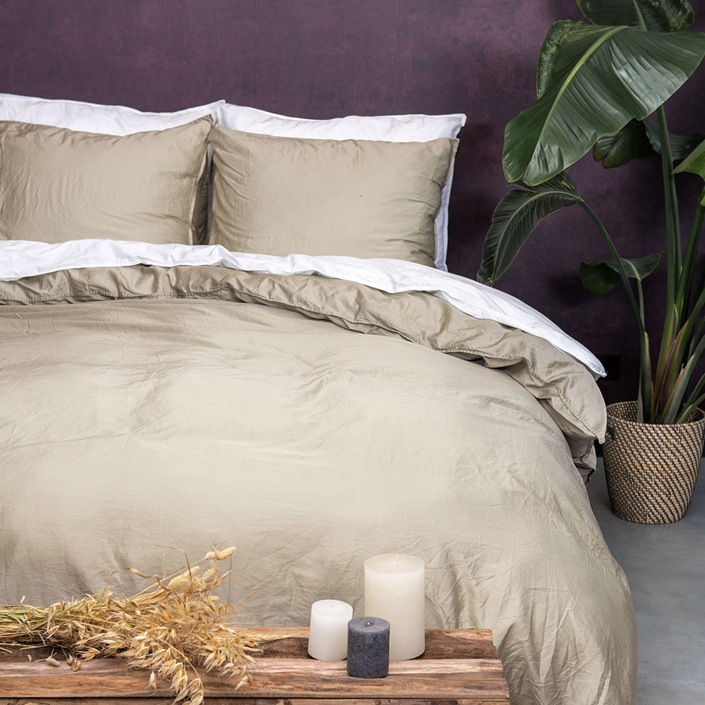 Duvet Cover 100% Washed Cotton Sateen Sand 300TC
