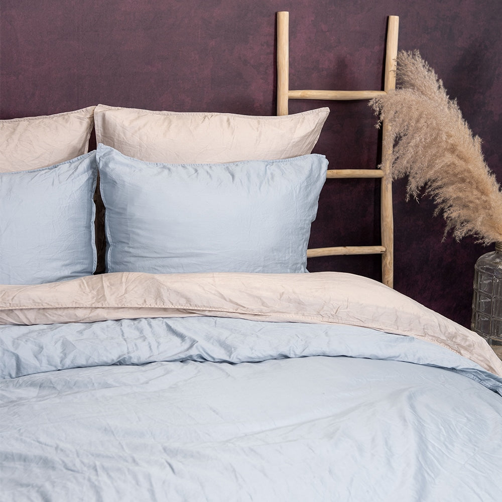 Duvet Cover 100% Washed Cotton Sateen Sky Blue 300TC