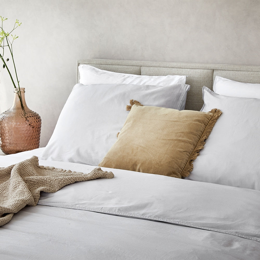 Duvet Cover 100% Washed Cotton Sateen Light Grey 300TC