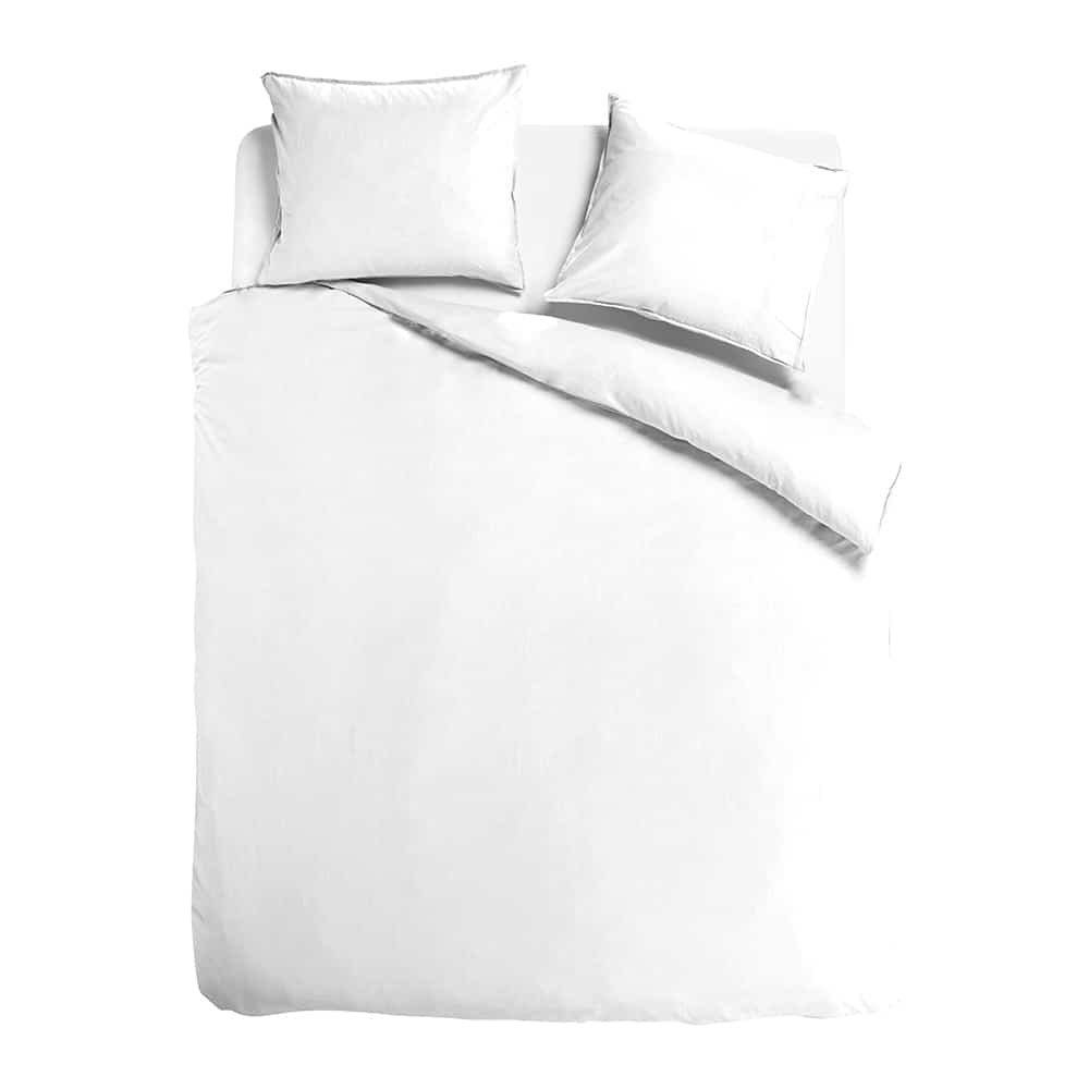 Duvet Cover 100% Washed Cotton Sateen White 300TC