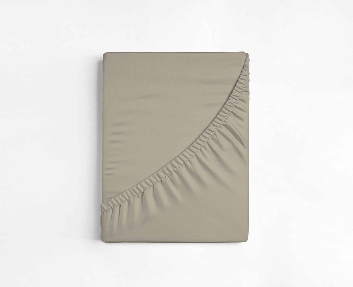 Dreamers Den Topper Fitted Sheet Cotton Sateen Nougat Taupe