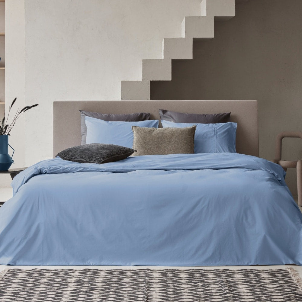 Duvet Cover 100% Egyptian Cotton Plain Blue