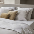 Dreamers Den Reversible Pillowcase Set Egyptian Crispy Percale Cotton Grey / White 2x 60 x 70cm
