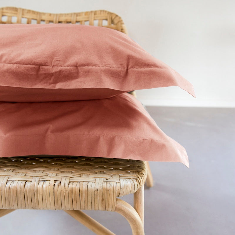 Dreamers Den Pillowcase Set Egyptian Crispy Percale Cotton Brique 2x 60 x 70cm