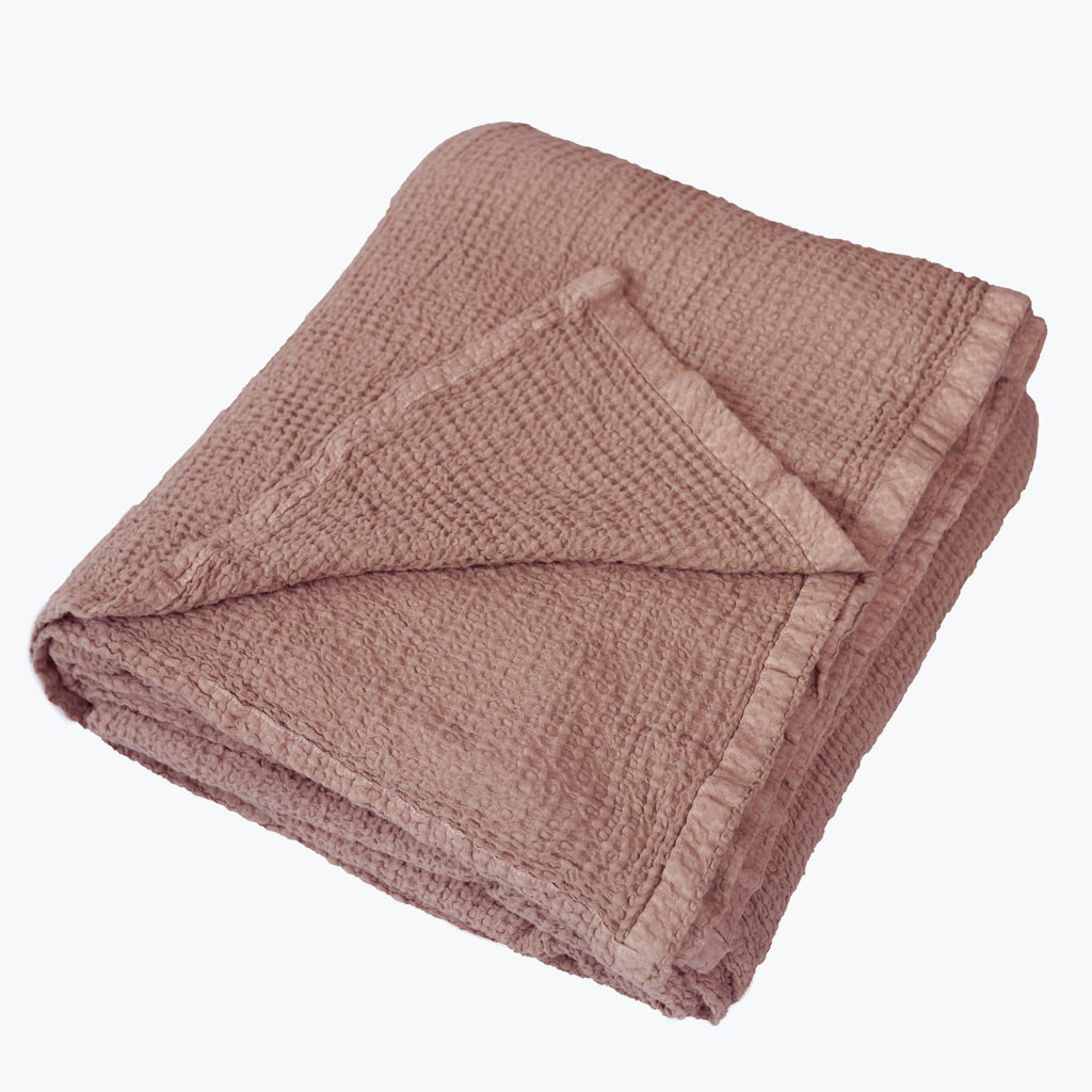 Dreamers Den Piqué Bedspread / Waffle Blanket Rosewater