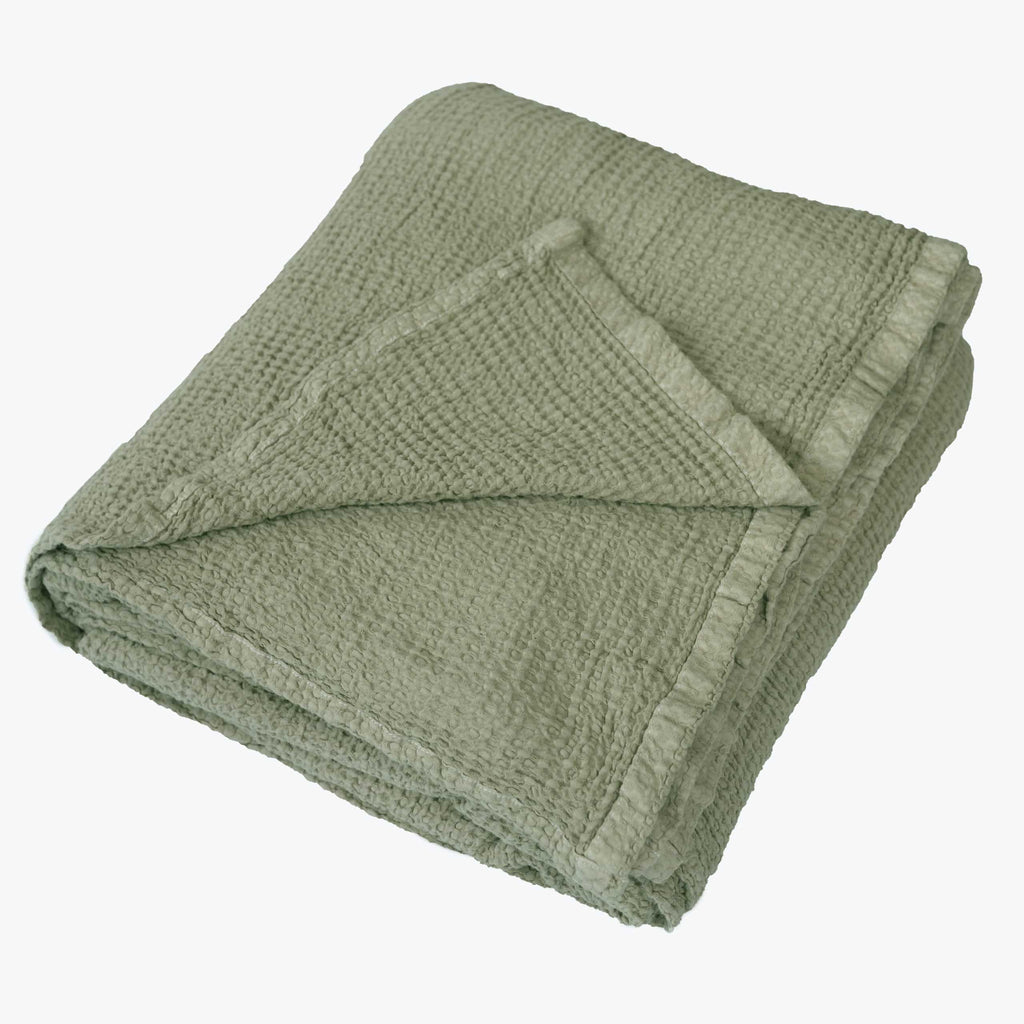 Dreamers Den Piqué Bedspread / Waffle Blanket Olive Green