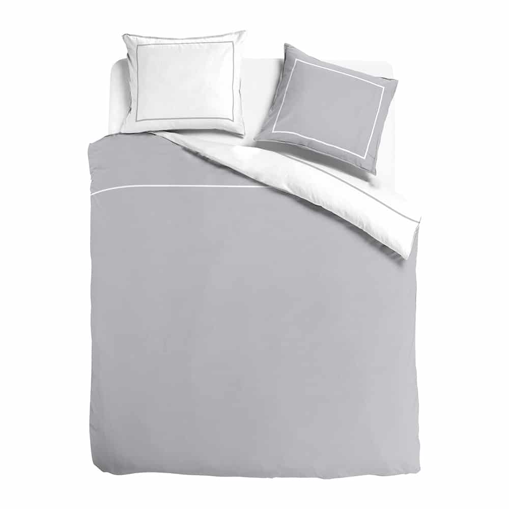 Duvet Cover 100% Egyptian Cotton Reversible Warm Grey / White