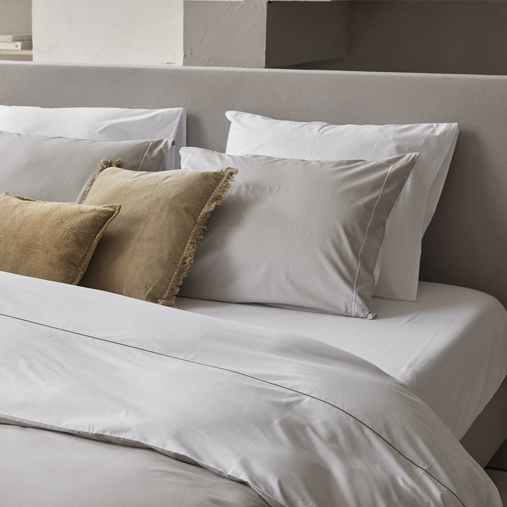 Duvet Cover 100% Egyptian Cotton Reversible Warm Grey / White