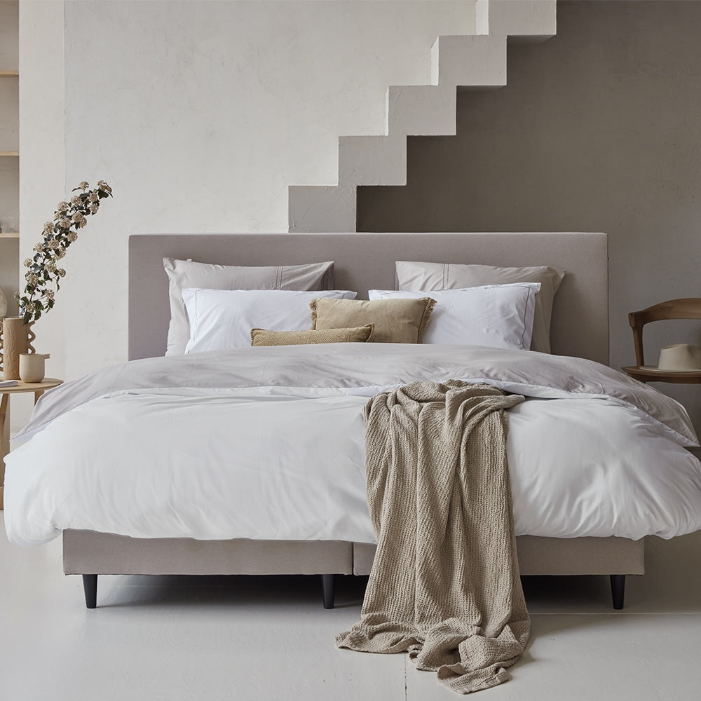 Duvet Cover 100% Egyptian Cotton Reversible Warm Grey / White