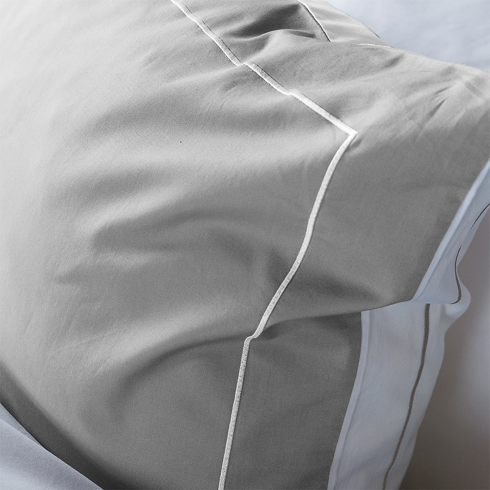 Duvet Cover 100% Egyptian Cotton Reversible Warm Grey / White