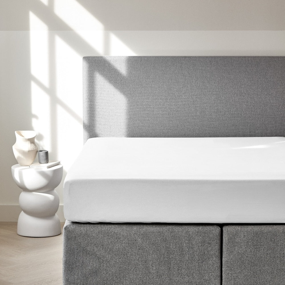 Dreamers Den Fitted Sheet Egyptian Crispy Percale Cotton White