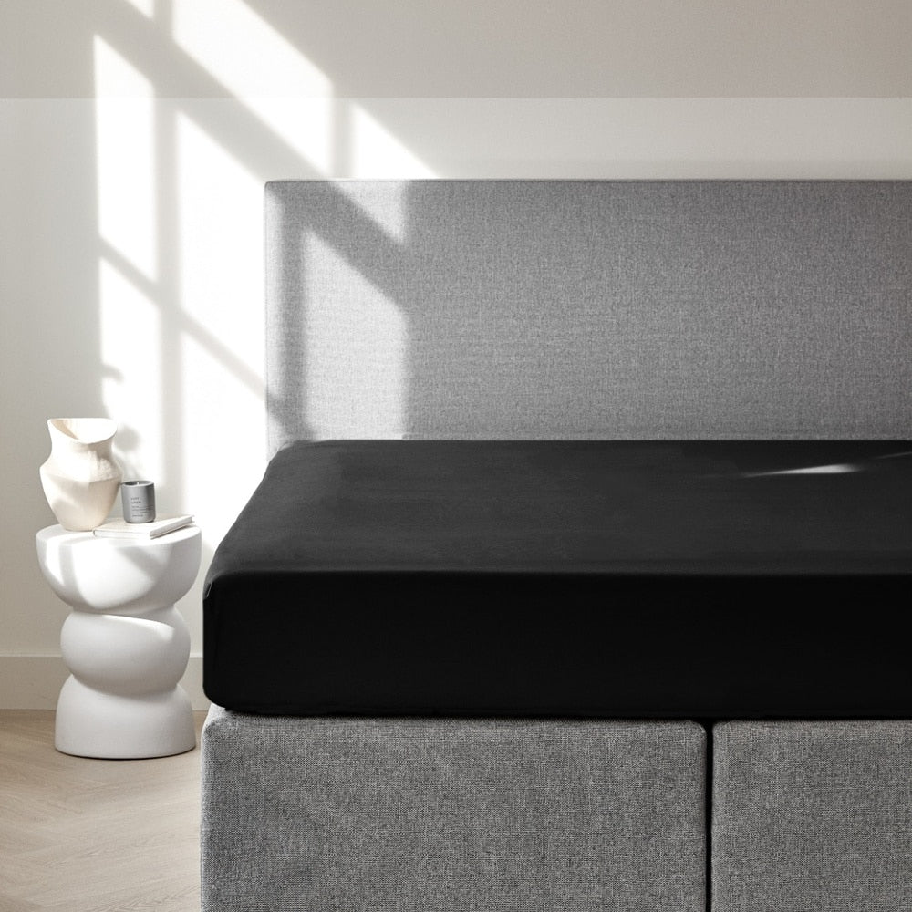 Dreamers Den Fitted Sheet Egyptian Crispy Percale Cotton Black