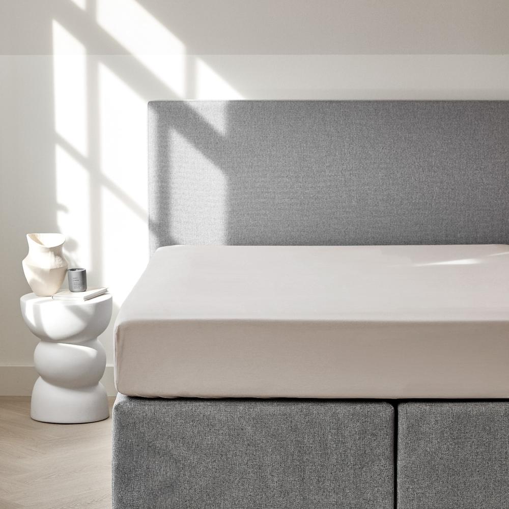 Dreamers Den Fitted Sheet Egyptian Crispy Percale Cotton Warm Grey