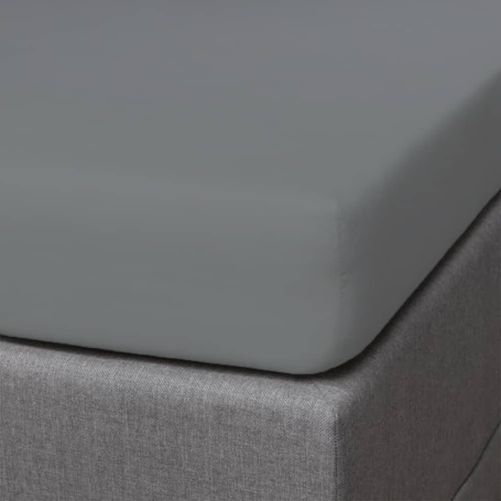 Dreamers Den Split Topper Fitted Sheet Egyptian Crispy Percale Cotton Dark Grey