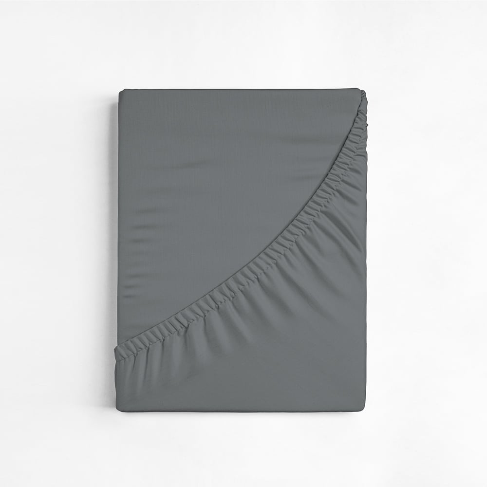 Dreamers Den Topper Fitted Sheet Egyptian Crispy Percale Cotton Dark Grey