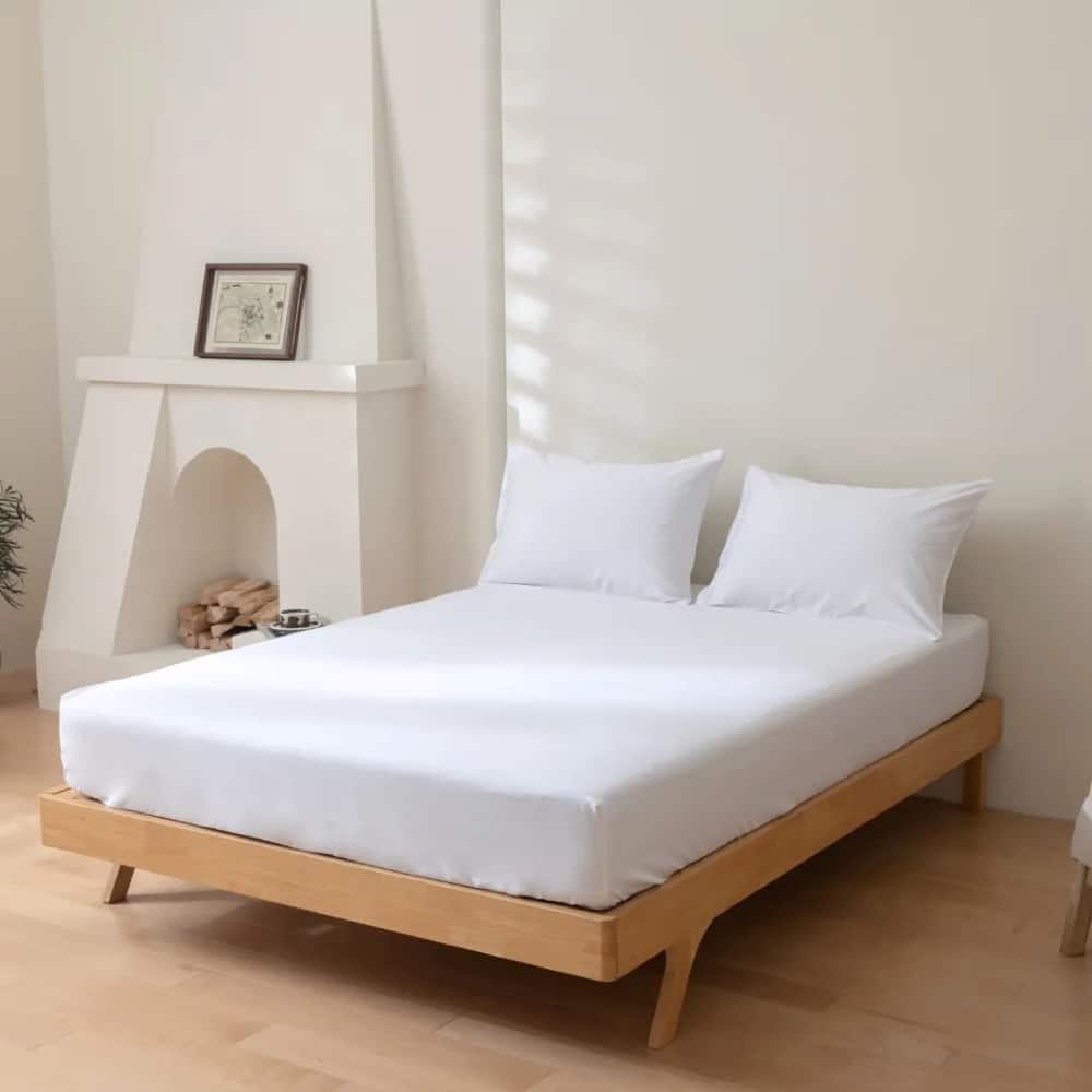 Dreamers Den 100% Organic Cotton Sateen Fitted Sheet White
