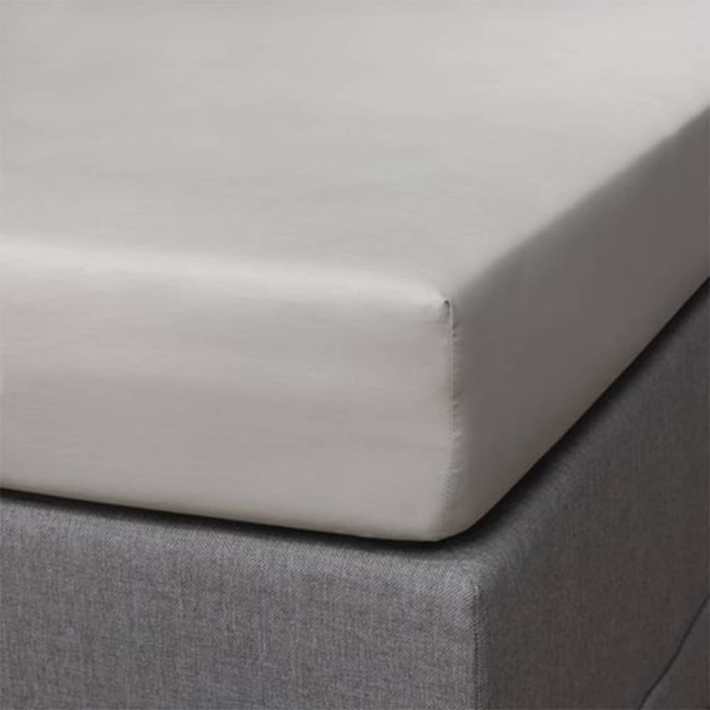 Dreamers Den Split Topper Fitted Sheet Egyptian Crispy Percale Cotton Warm Grey