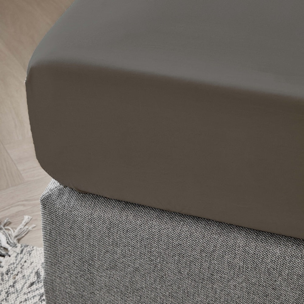 Dreamers Den Fitted Sheet Egyptian Crispy Percale Cotton Dark Grey