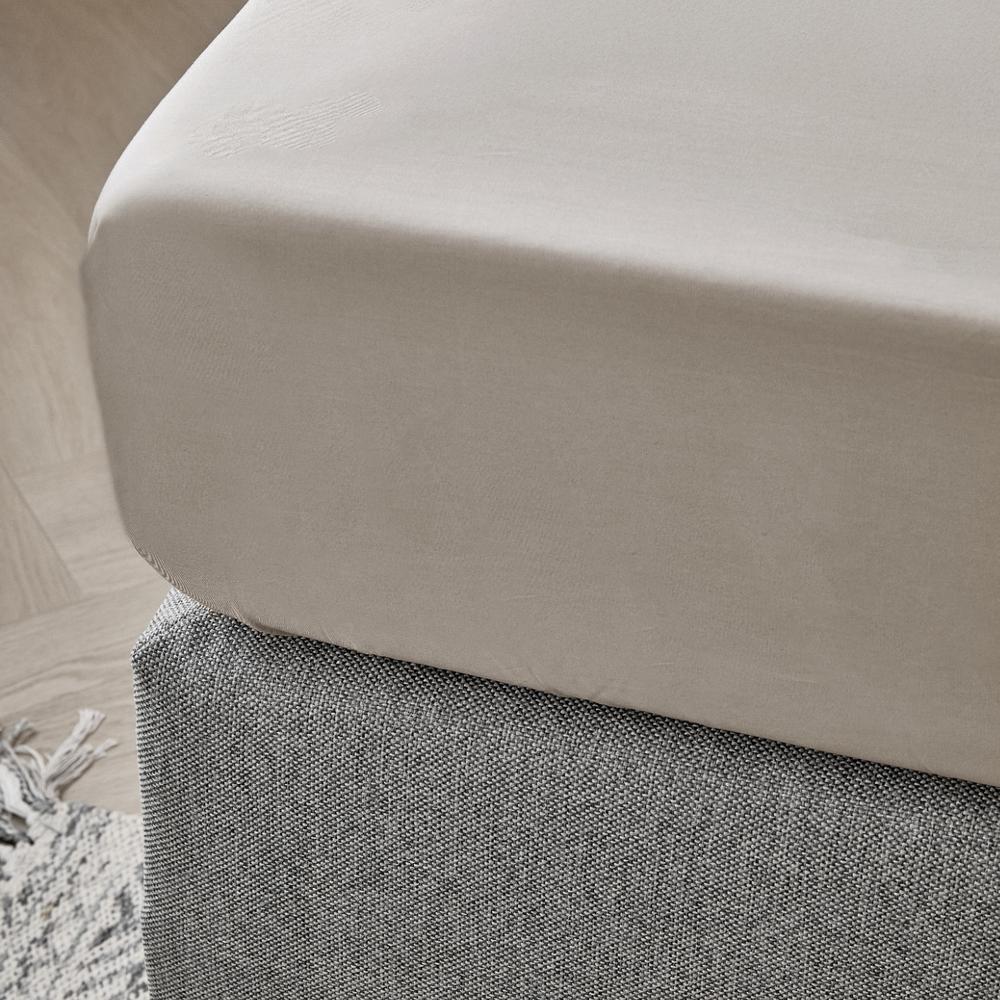 Dreamers Den Fitted Sheet Egyptian Crispy Percale Cotton Warm Grey