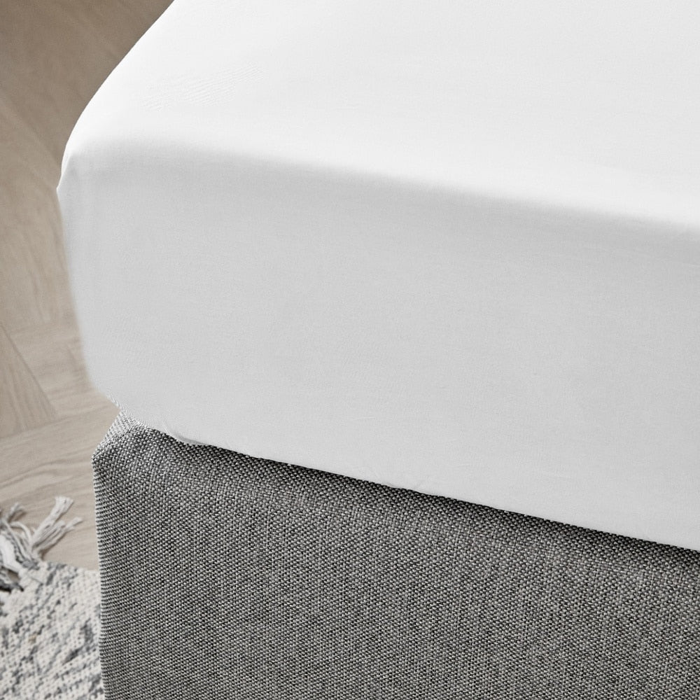 Dreamers Den Fitted Sheet Egyptian Crispy Percale Cotton White