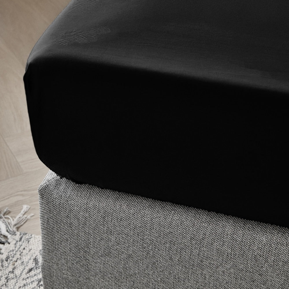 Dreamers Den Fitted Sheet Egyptian Crispy Percale Cotton Black